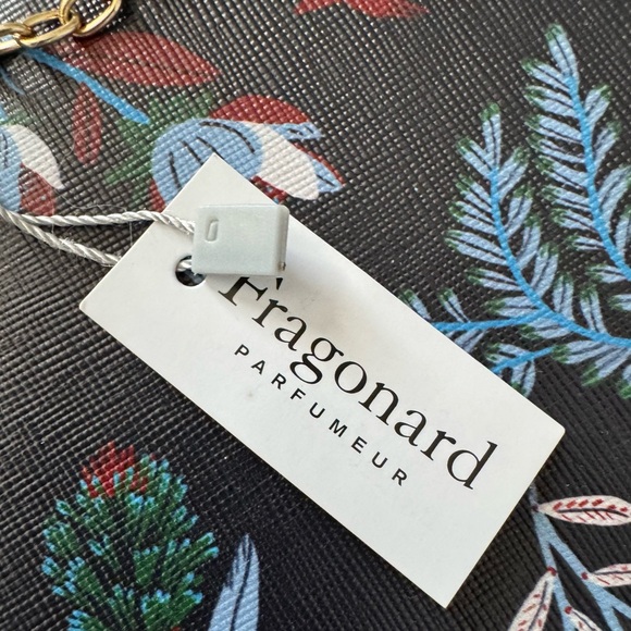 Vegan Black Floral Women's Bag gold chain - Picture 6 of 7